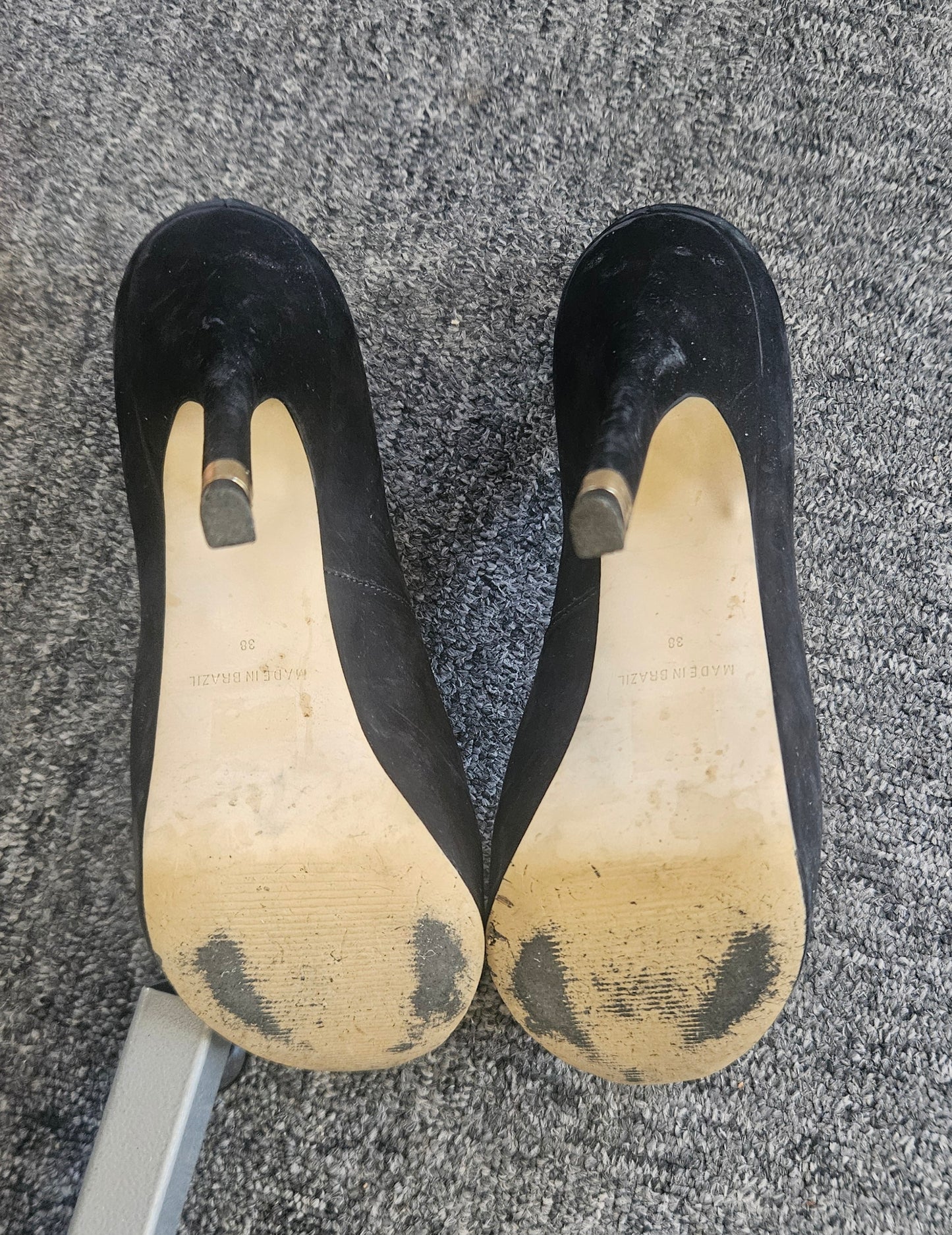 Office Peep Toe Suede Mega Heels / Well Worn / UK5