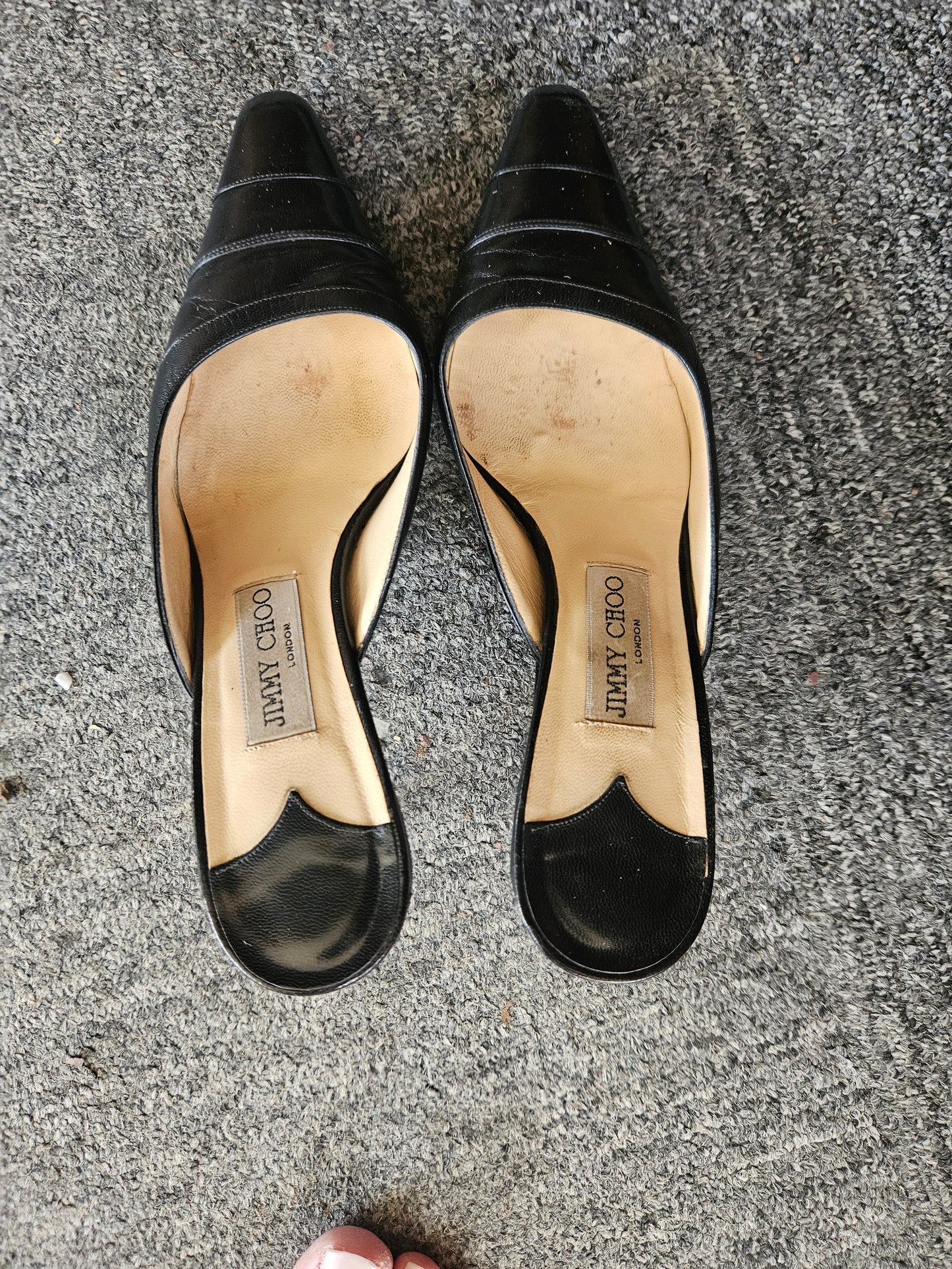 Well Worn Black Jimmy Choo Mules UK5