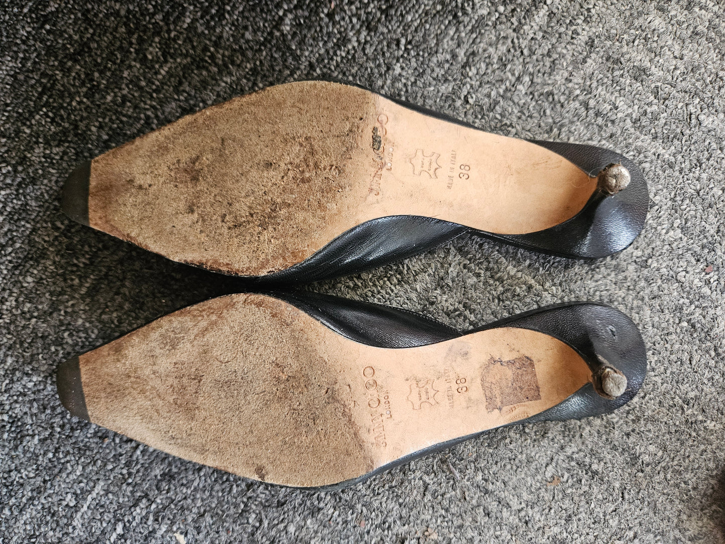 Well Worn Black Jimmy Choo Mules UK5
