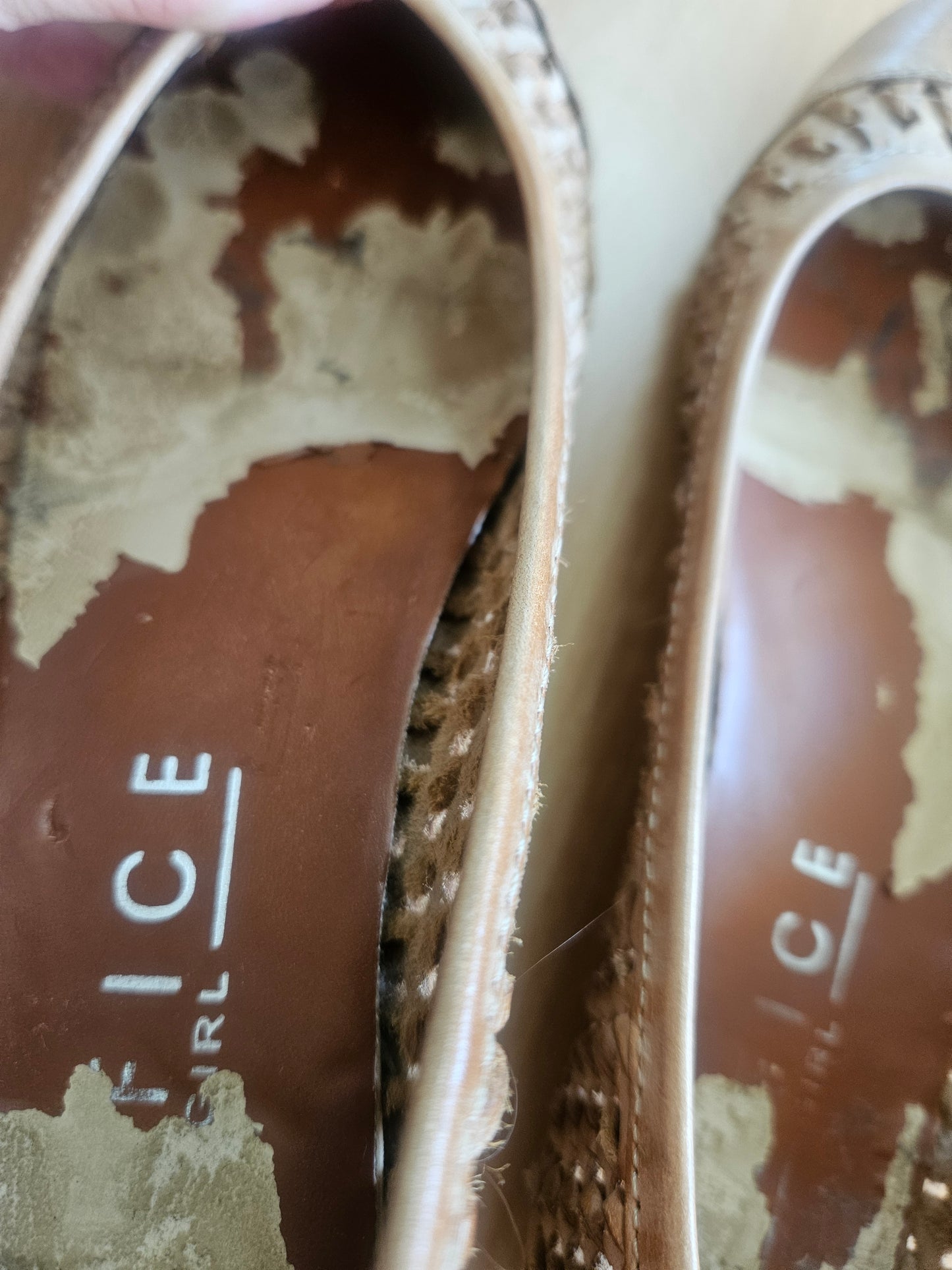 *Very* well worn leather Office flats