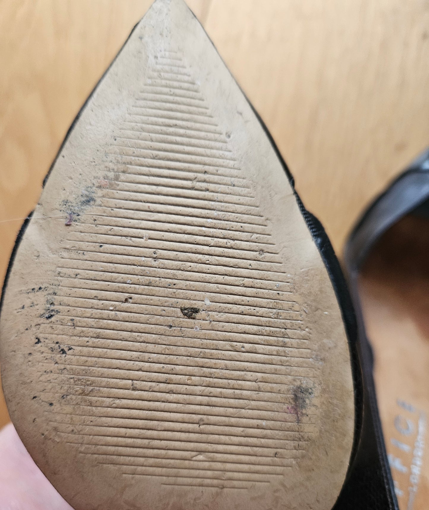 Black Patent and textured Well Worn Heels / UK5