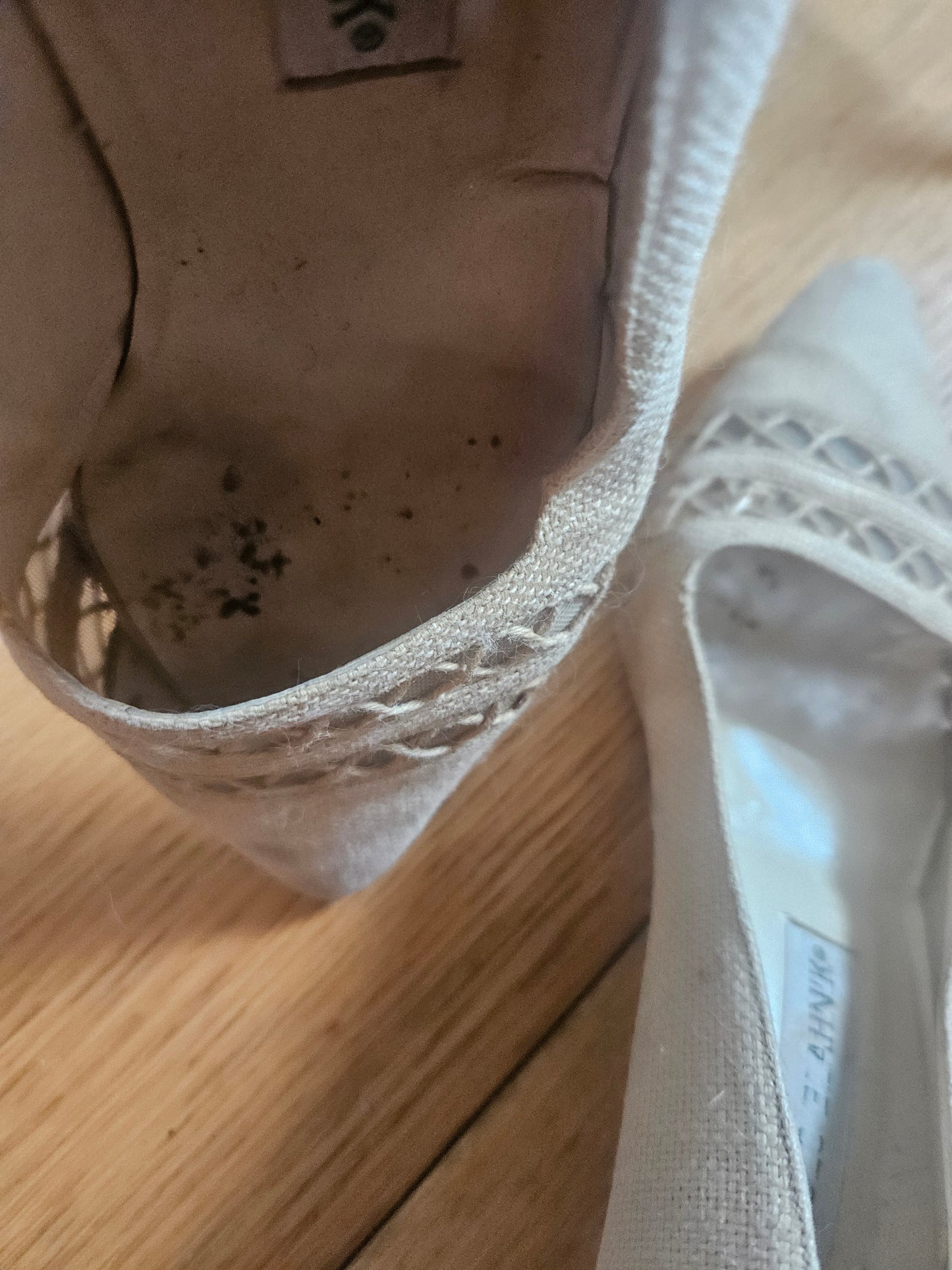 Heavily Worn Canvas Manolo Blahnik low heel