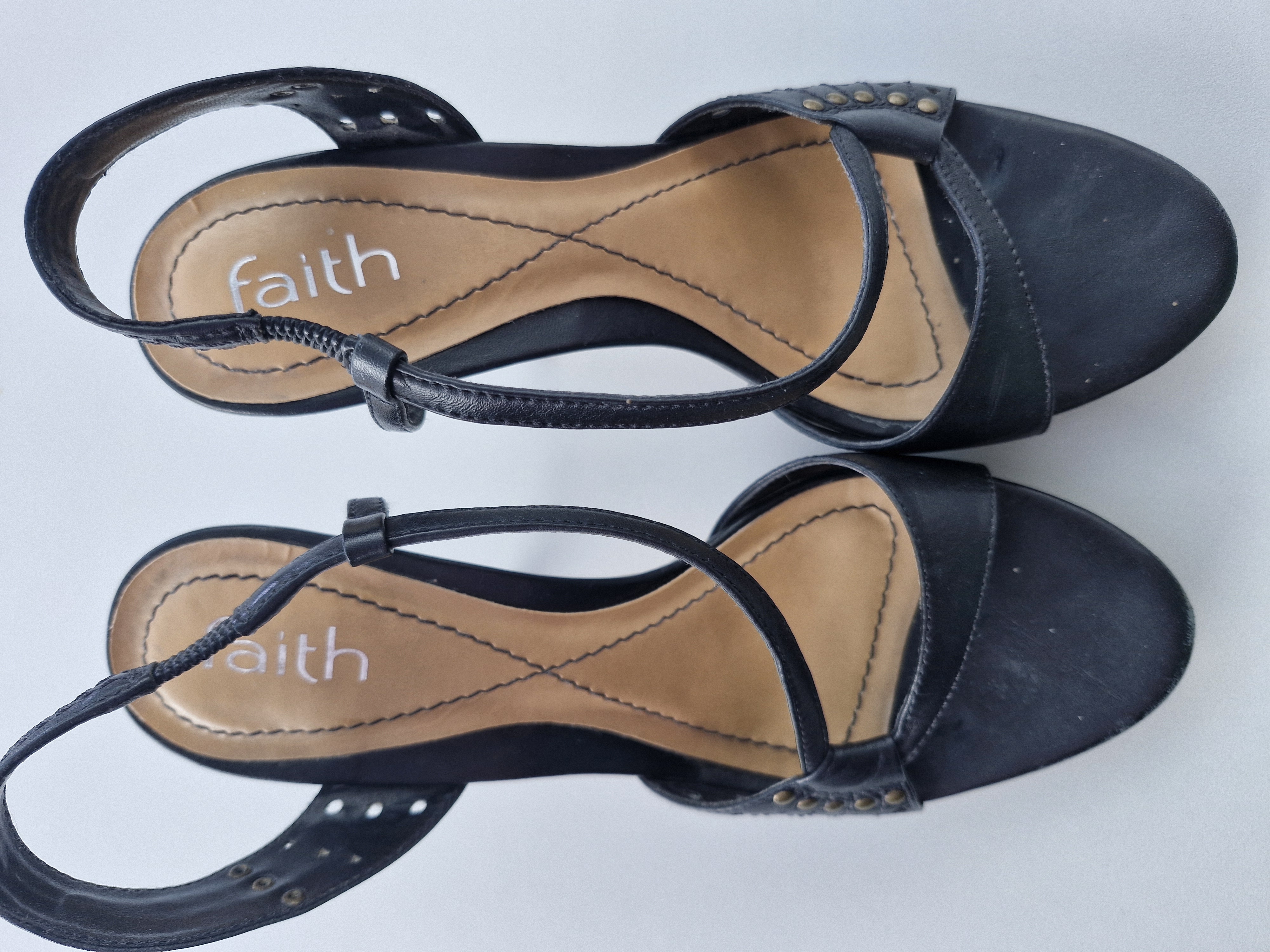 Black Heeled Sandals  by Faith