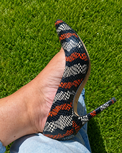 Bkack and Orange Snakeskin  by L K Bennett 
