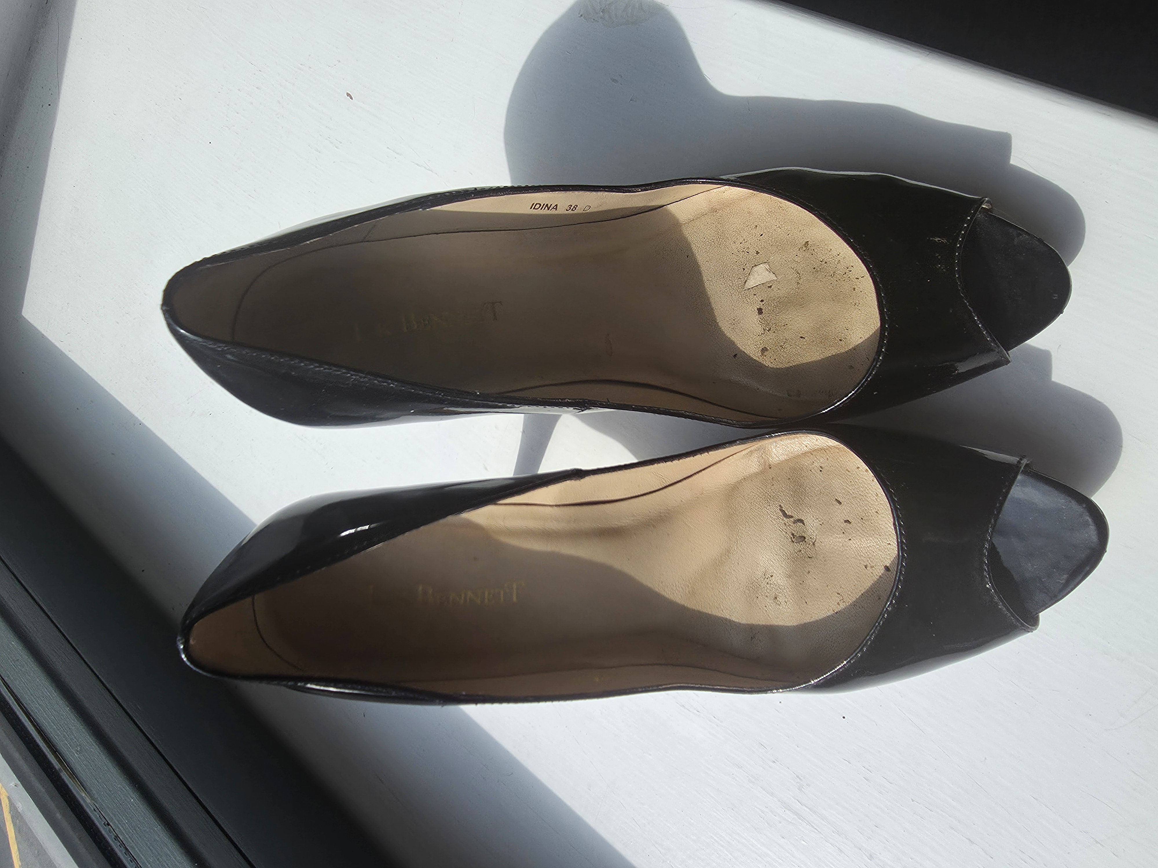 LK Bennett Black Leather Peep Toe Pumps  UK5 by LK Bennett