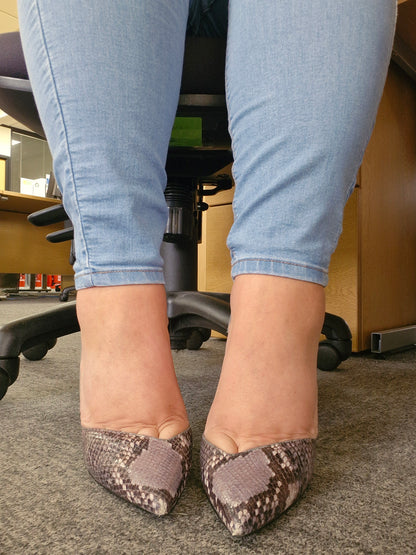 Zara D'Orsay Grey Snakeskin Stilettos