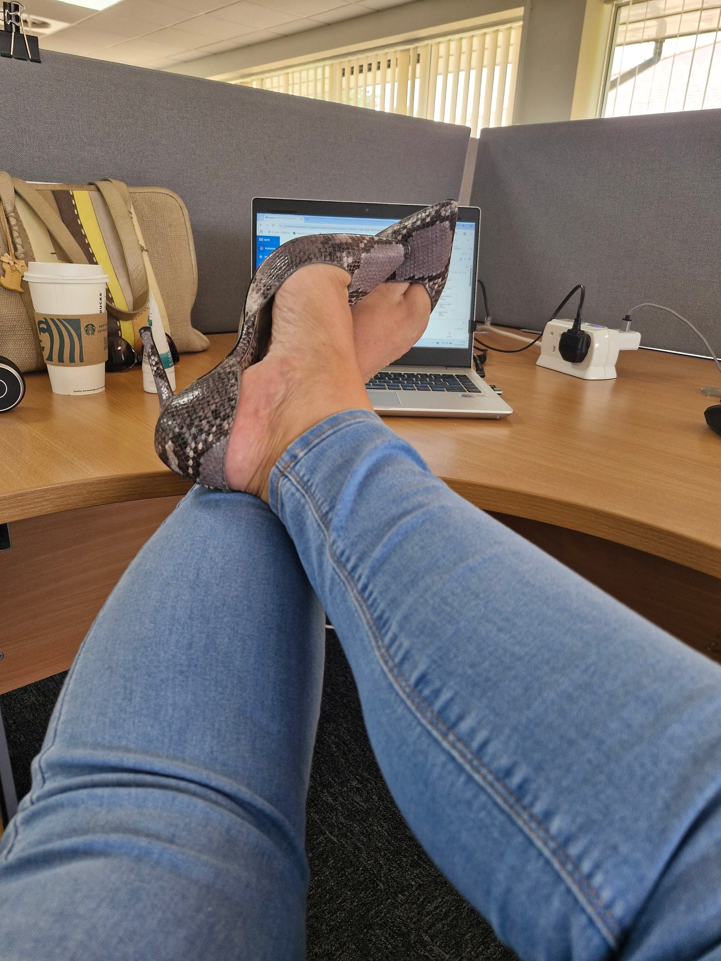 Zara D'Orsay Grey Snakeskin Stilettos