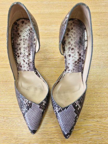 Zara D'Orsay Grey Snakeskin Stilettos