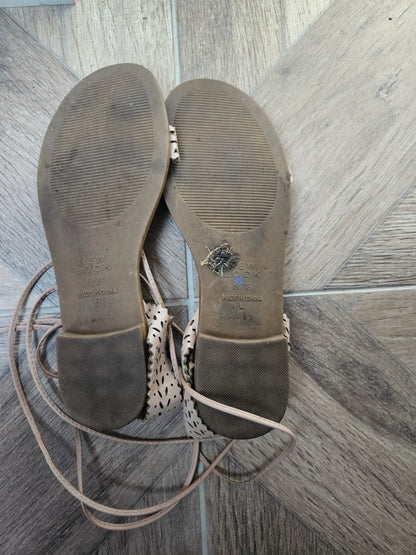 Beige Strappy Flat Sandals