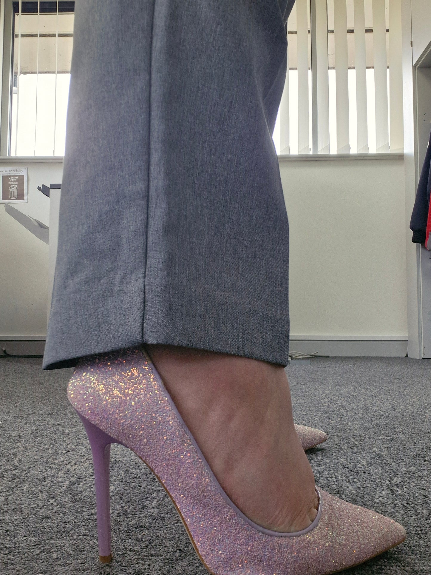 Pink Glitter Well Worn Office Heels / UK6