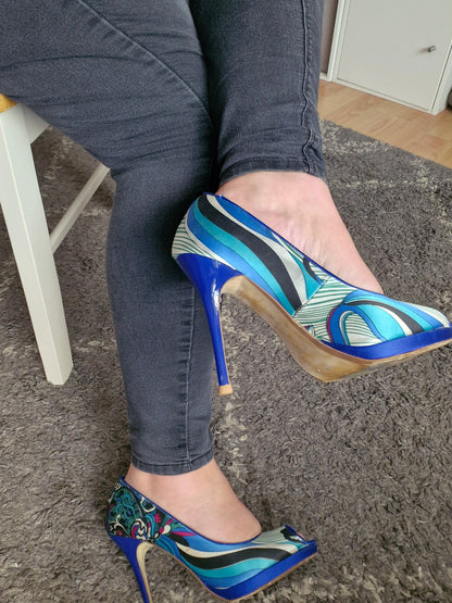 Dune well worn peeped toe heels/ UK6
