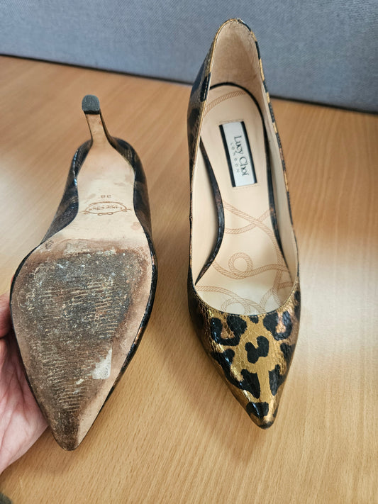Lucy Choi UK5 Snakeskin effect Worn Heels