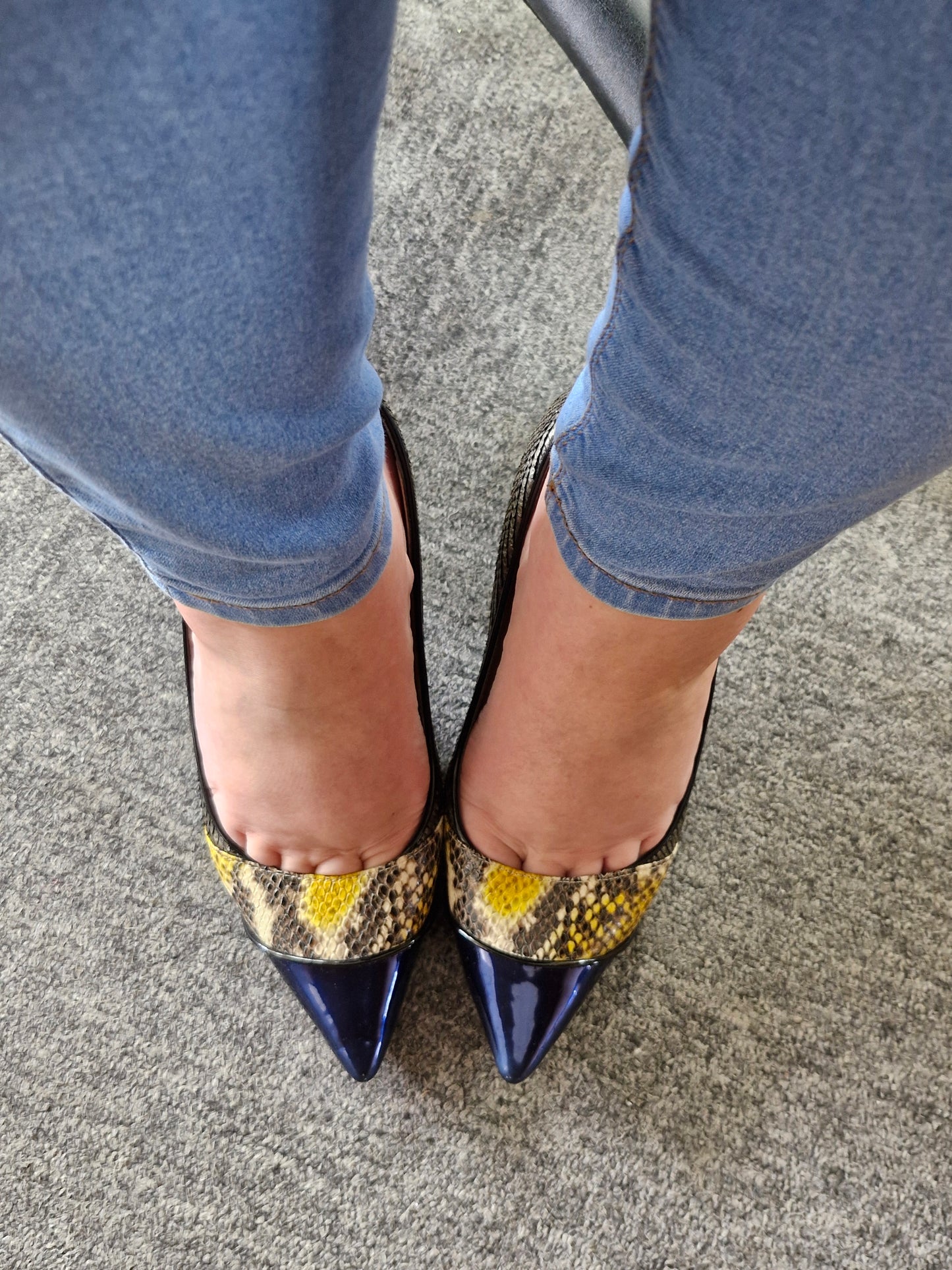 Lucy Choi Navy and Yellow Heels / UK6 / Well Worn