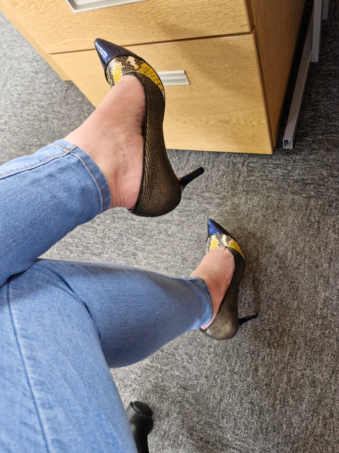 Lucy Choi Navy and Yellow Heels / UK6 / Well Worn