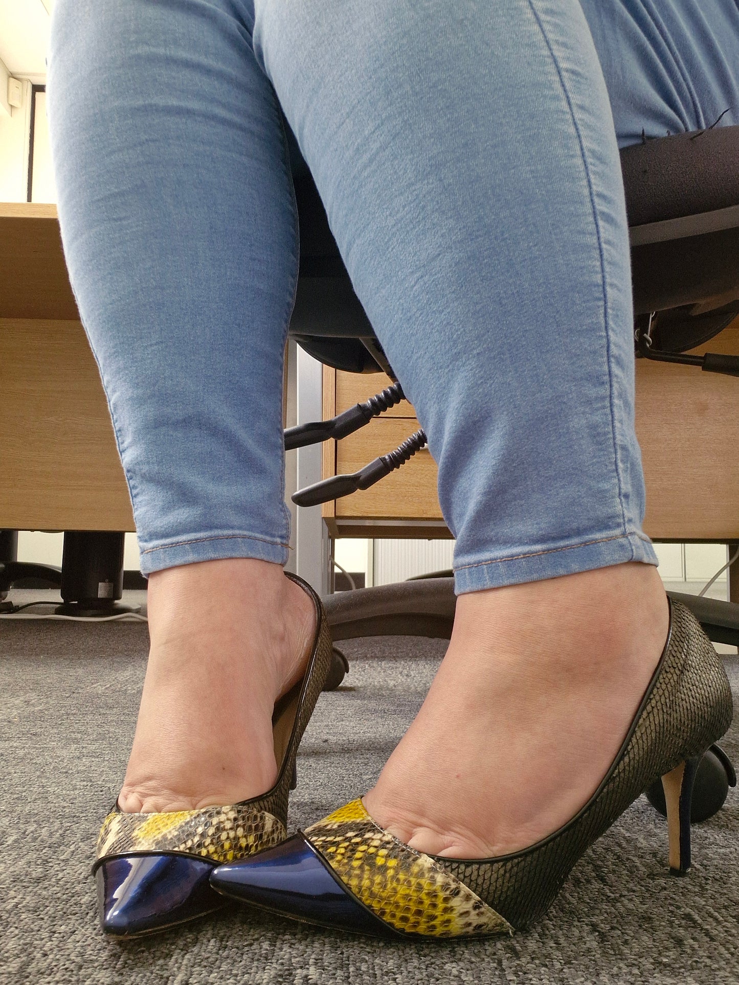 Lucy Choi Navy and Yellow Heels / UK6 / Well Worn