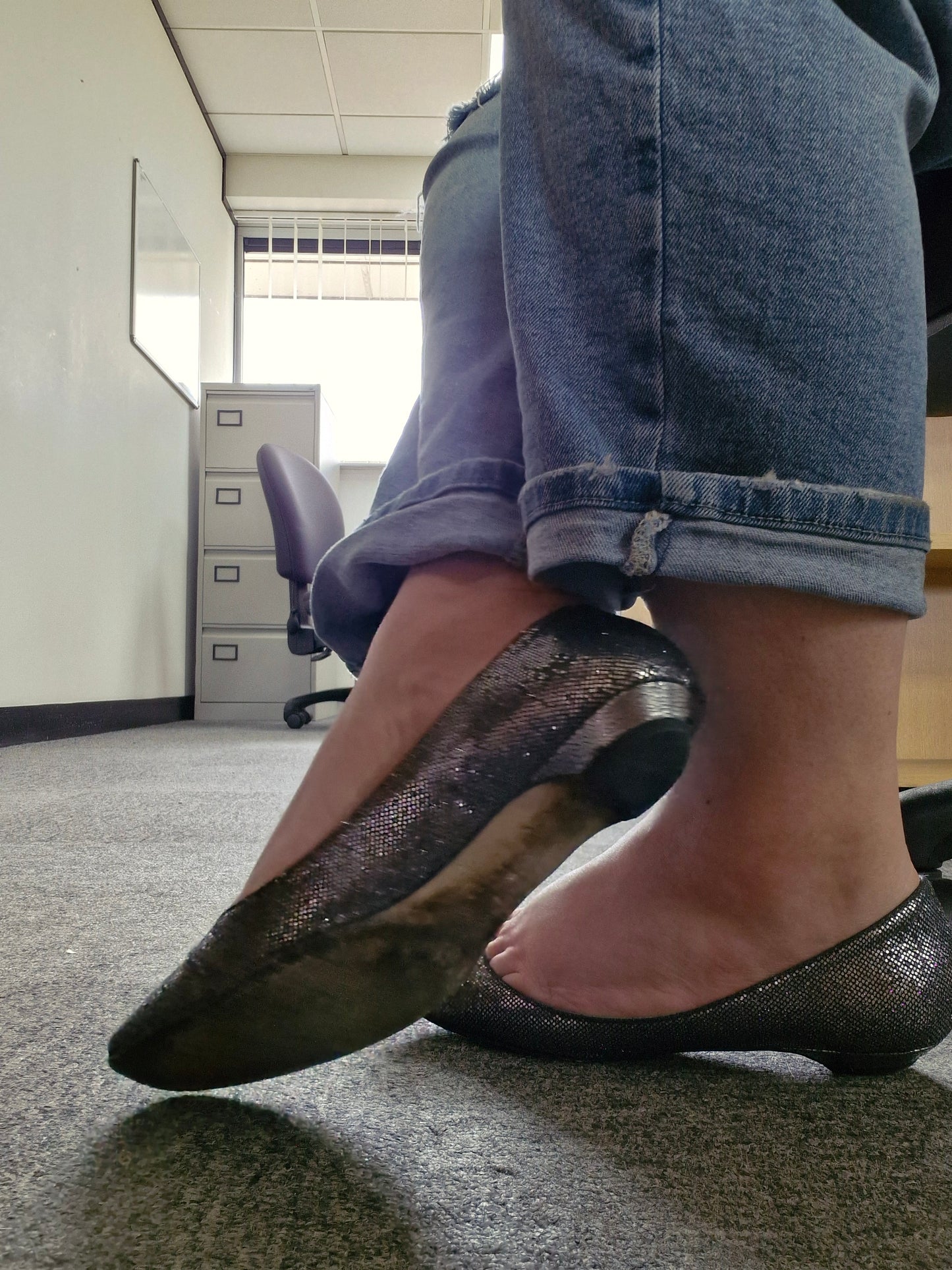 Silver / Black Jimmy Choo Flats, Well Worn