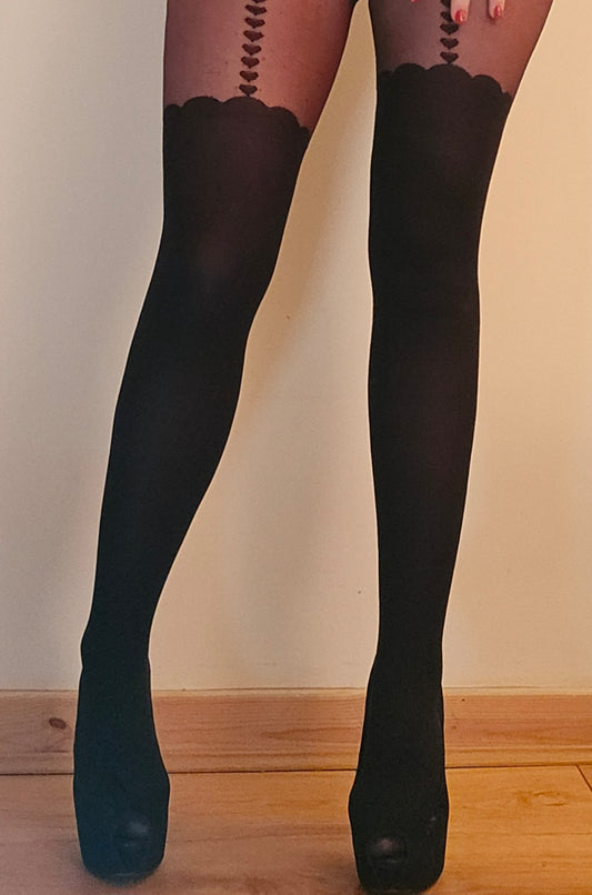 Black Tights with heart motifs