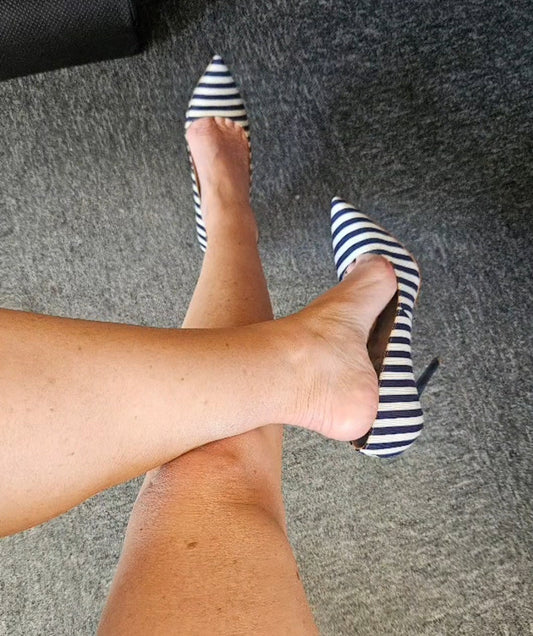 Navy and White Office Heels / UK5