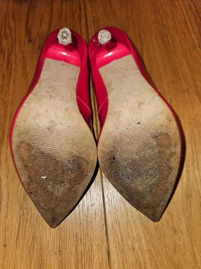 Vibrant Pink Court Shoe, well worn and loved UK5
